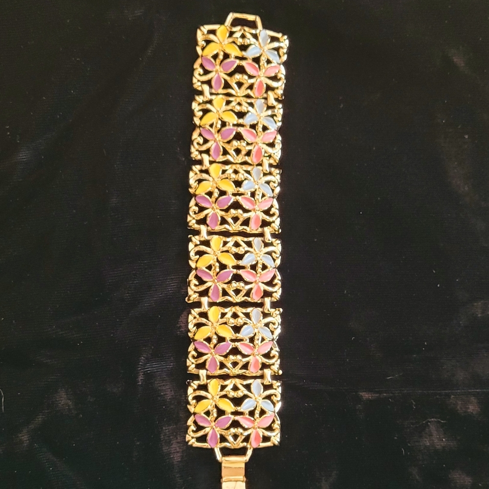 Floral Gold Tone Bracelet